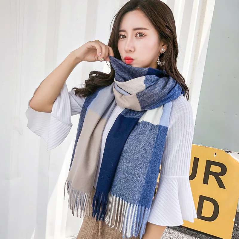 

Новинка 2020 большой клетчатый шарф в европейском и американском стиле Осень и зима универсальная Классическая кашемировая шаль Теплый мягк...