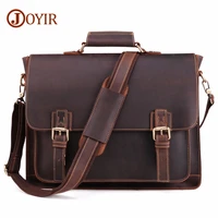 joyir 2021 vintage mens briefcase crazy horse leather messenger bag male 15 6 laptop shoulder bag men business office handbag