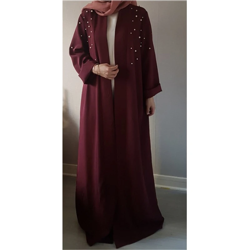 

Muslim Abaya Beading Dress Cardigan Pearls Tunic Long Robes Kimono Jubah Ramadan Arabic Turkish Thobe Islamic Prayer Clothin