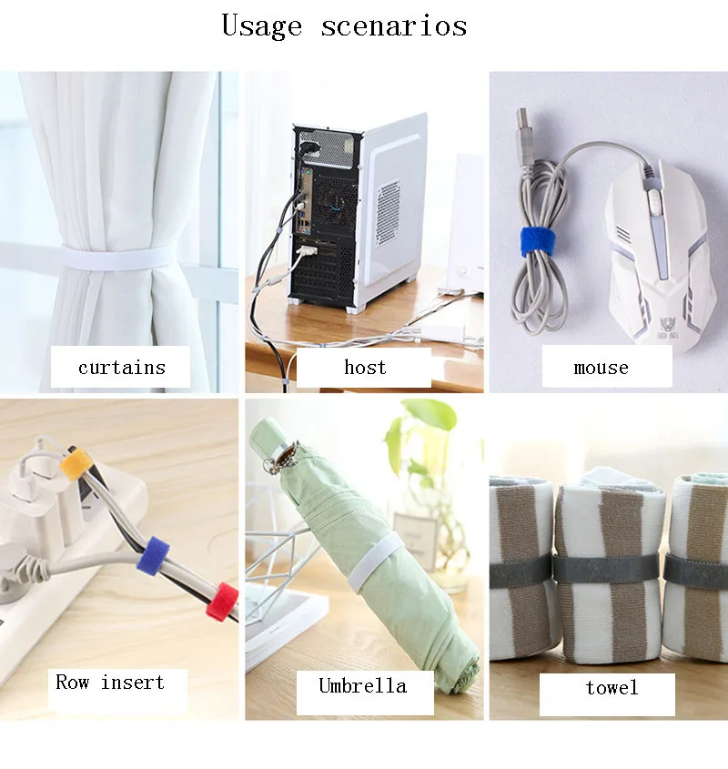 

5yards 10-20mm Color Velcros Self Adhesive Fastener Tape Reusable Strong Hooks Loops Cable Tie Magic tape DIY Ribbon Strap Seals