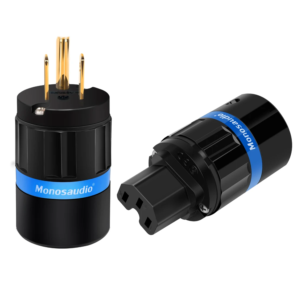 

Monosaudio M104G/F104G Hi-end Copper US Power Plug Pure Copper 24k Gold Plated Hifi Audio DIY US Power Cable Connector Adapter