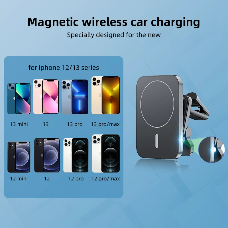 15w magnetic wireless car charger for iphone 12 13 car wireless charger air vent stand fast charging phone holder for iphone 12 free global shipping