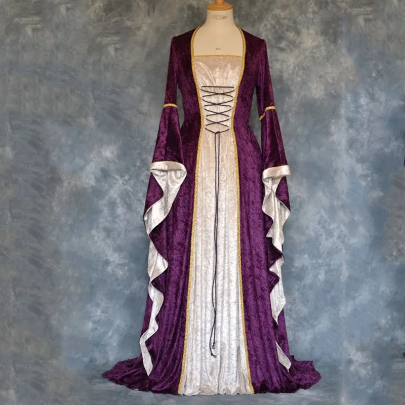 Женское длинное платье с рукавом-колокольчиком в стиле ретро | Женская одежда