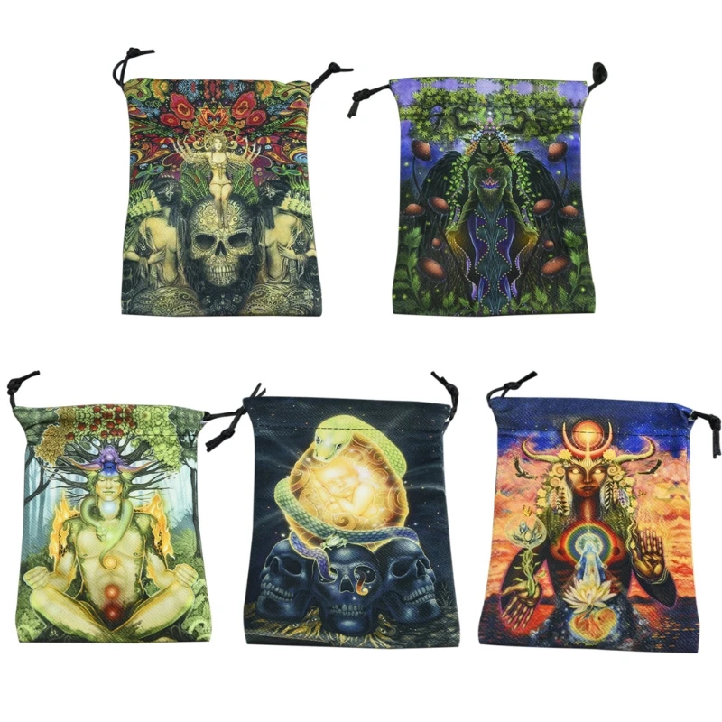 

U1JC Pendulum Divination Tablecloth Card Pad Runes Altar Constellation Board Game Printed Composite Velvet Tarot Bag