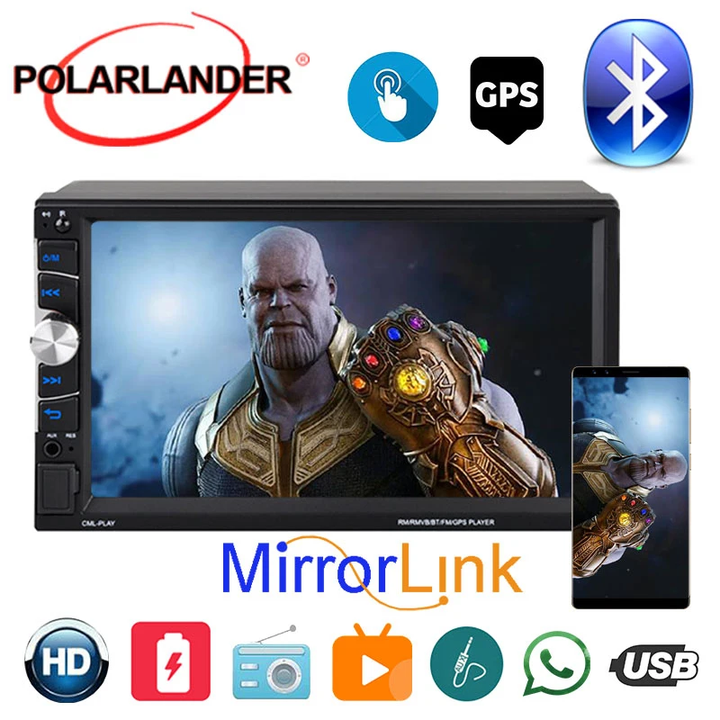 7 дюймов автомобильное радио Bluetooth для Apple Android Mirrorlink 2 Din с gps Carplay HD сенсорный экран