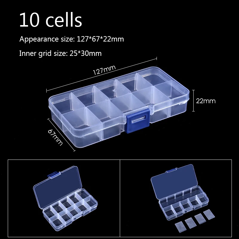 

Earring Jewelry Box Rectangle Box 12 Grated Plastic Storage Jewelry Box Small Grated Adjustable Contains Bead Jewelry Box