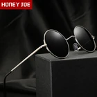 Мужские и женские солнцезащитные очки, круглые поляризационные солнцезащитные очки в стиле ретро с металлической оправой, UV400