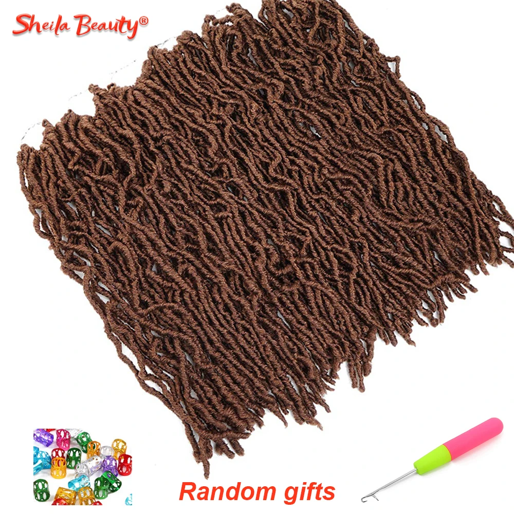 Синтетика затененные косички волосы 18 дюймов Faux Locs Curly вязание крючком косы