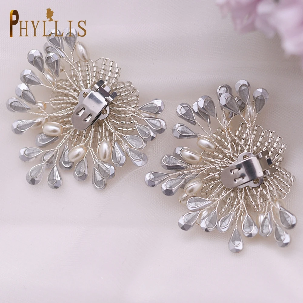 Зажимы PHYLLIS GX12 в форме цветка с кристаллами на высоких каблуках для невесты