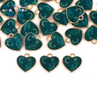 Шармы в форме сердца из эмали, 12x12 мм, 10 шт.лот