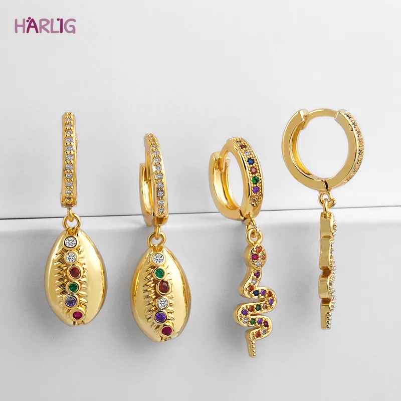 Женские латунные серьги с радужным камнем золотого цвета|Серьги-подвески| |