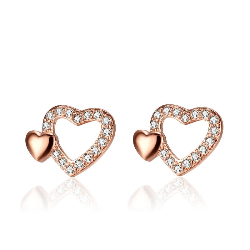 

Trendy 925 Silver Jewelry Earrings Heart Shaped Inlaid Zircon Gemstones Stud Earring for Women Wedding Engagement Promise Party
