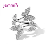 new butterfly ring 925 silver inset zircon crystal open adjustable charm women ring fashion finger rings jewelry