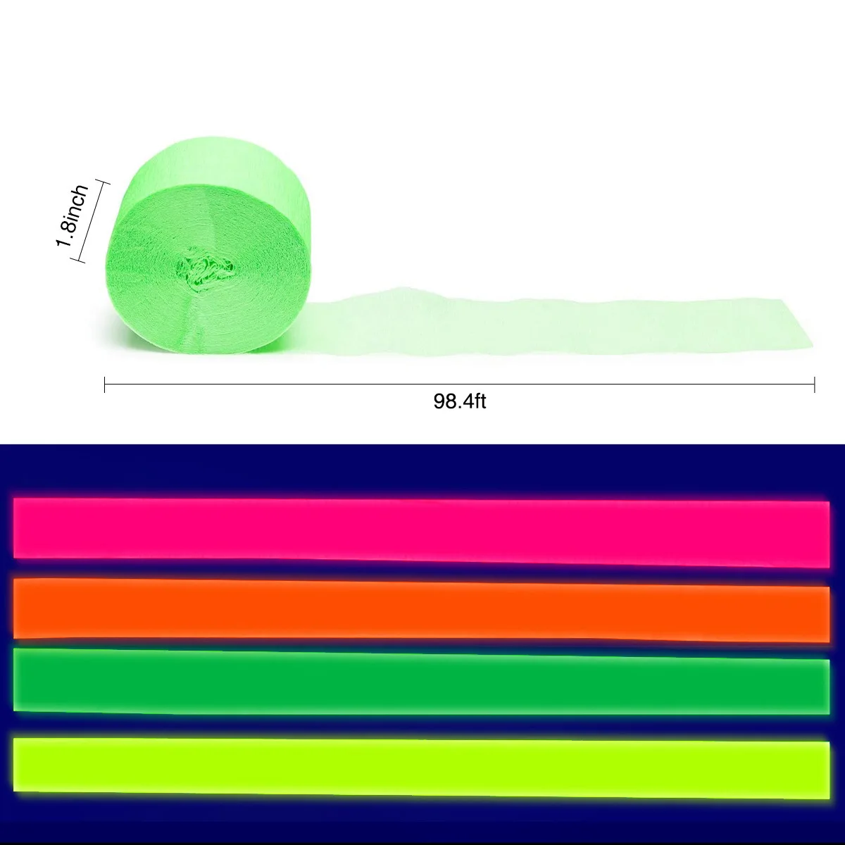 

Neon Decoration Luminous Crepe Paper Garlands Glow in the Dark Birthday Party Fluorescent Supplies for Single Girl Boy 25m/roll