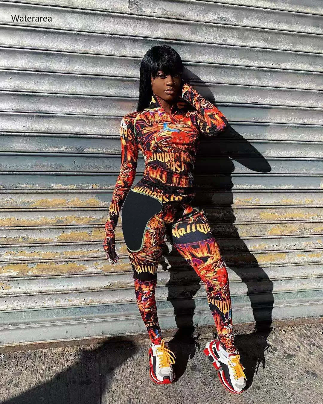 Женский Повседневный костюм из 2 предметов водолазка на молнии с длинными