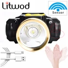 Фонарь налобный светодиодный с датчиком и зарядкой от Usb, 18650