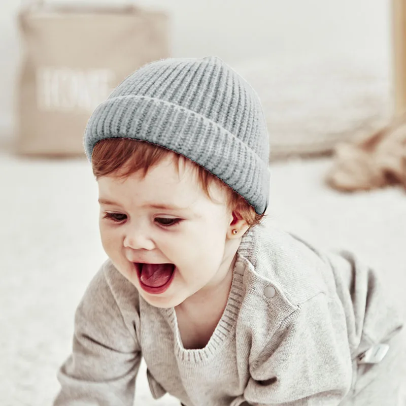 Осенне-зимняя детская шапка мягкие теплые вязаные детские шапки-бини для