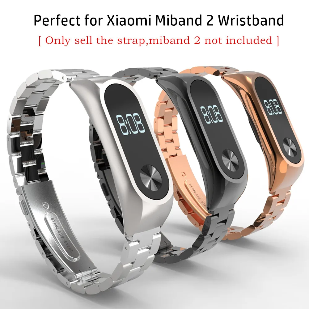 Безвинтовой mi band 2 умный Браслет для Xiao mi band 2 ремешок на запястье ремень из нержавеющей стали черный серебристый золотой