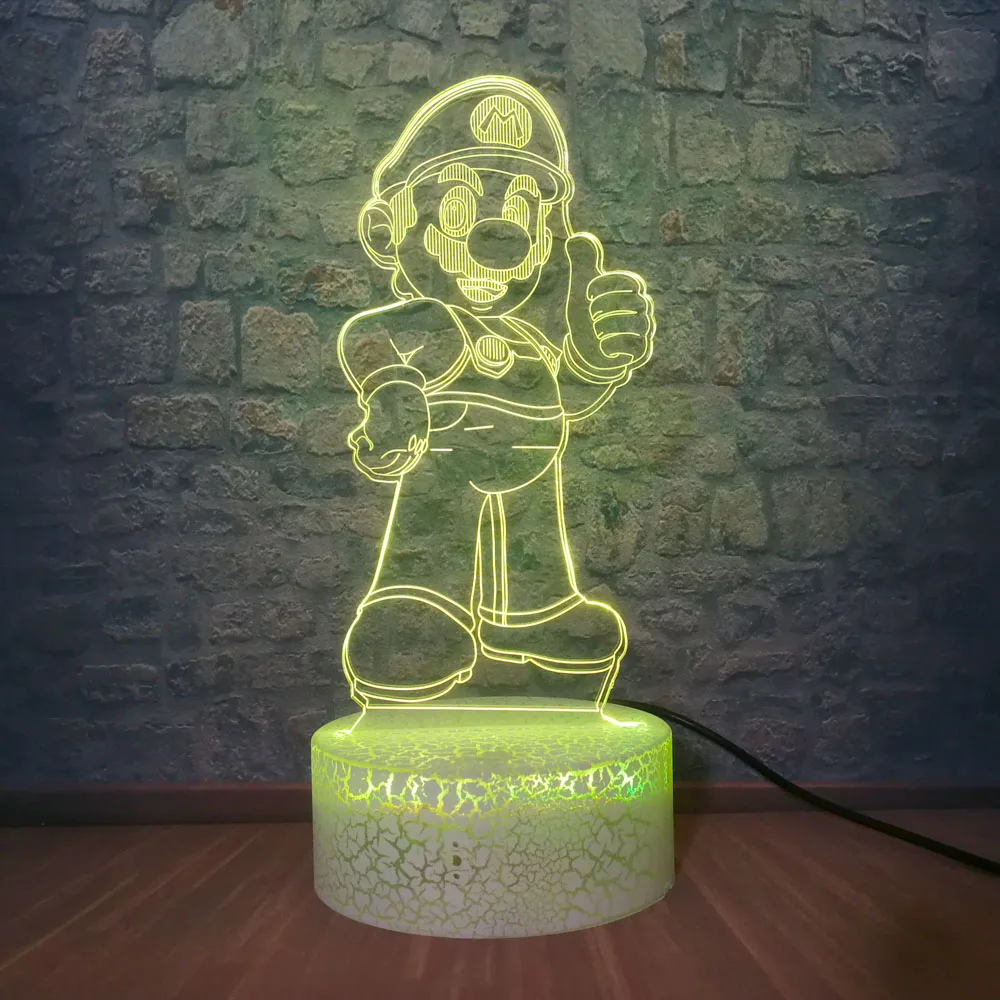 Супер Марио 3D USB сенсорный светодиодный детский ночной Светильник мультяшная