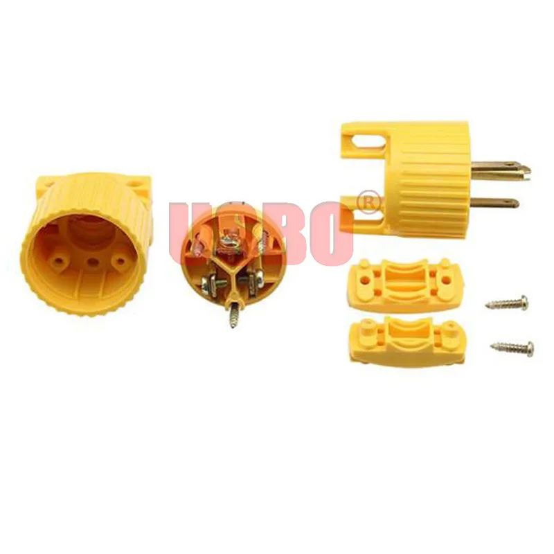 Желтый Американский 15 А 125 в NEMA 5-15P 3-полюсный съемный штекер с защитой от