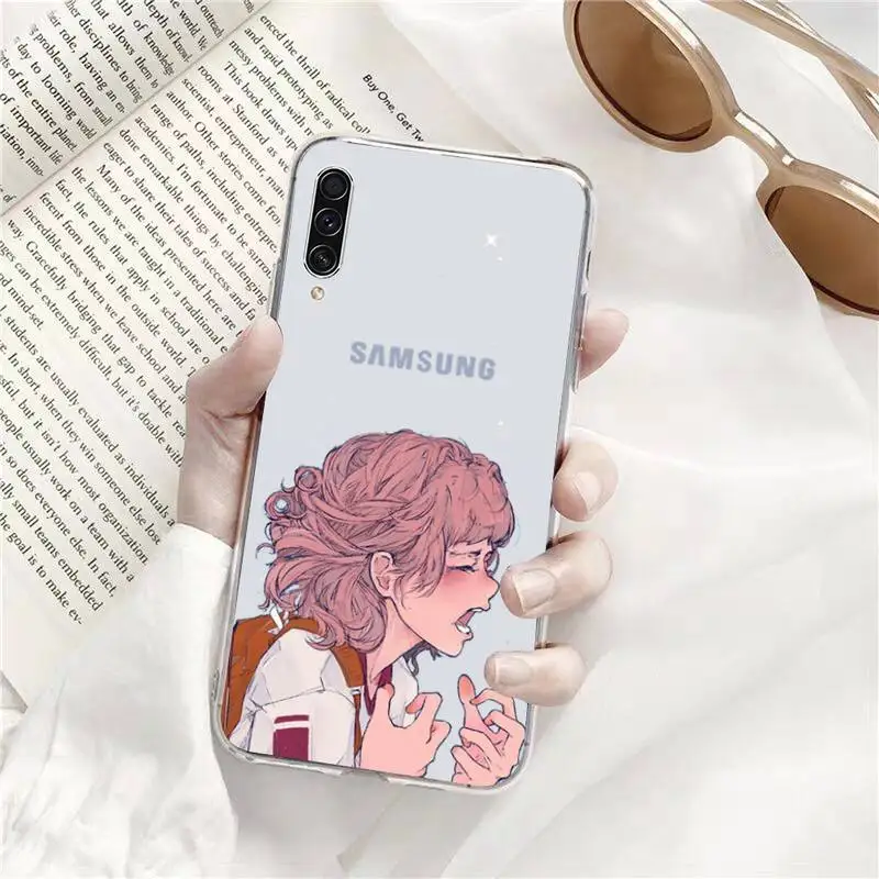 

Sad girl Japanese Anime Phone Case Transparent for Samsung s9 s10 s20 Huawei honor P20 P30 P40 xiaomi note mi 8 9 pro lite plus