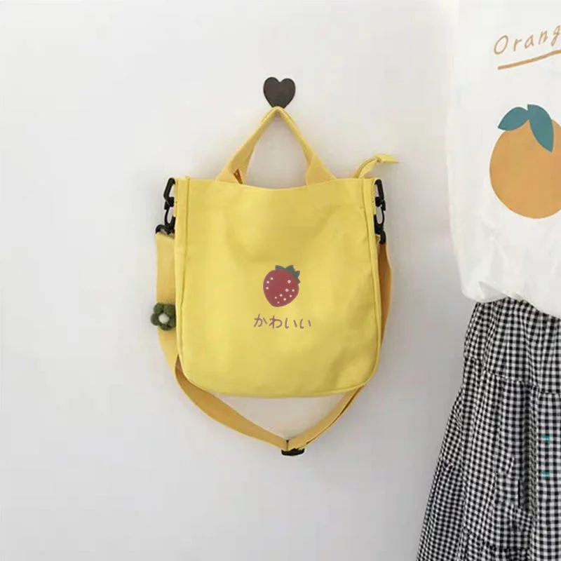 

Flap Canvas Bags for Women 2021 Casual Cartoon Printing Shoulder Crossbody Bag Large Capacity Portable Girls Travel Handbag