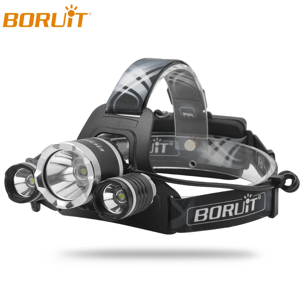 BORUiT открытый светодиодный налобный фонарь для кемпинга фонарик портативный тактический фонарь Водонепроницаемый Кемпинг Охота Головной фонарь для рыбалки 18650
