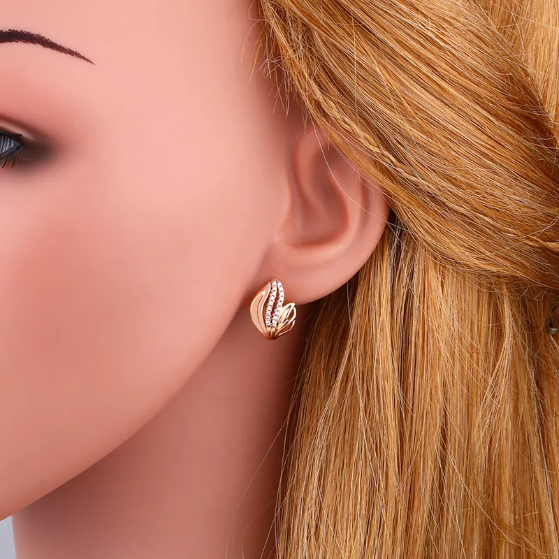 OCESRIO 585 золотые полые серьги в виде цветка с камнями ювелирные изделия