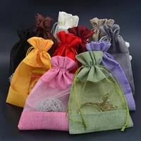 2050100pcssingle side transparent drawstring jute bag candy jewelry packaging wedding birthday party gift beam storage bag