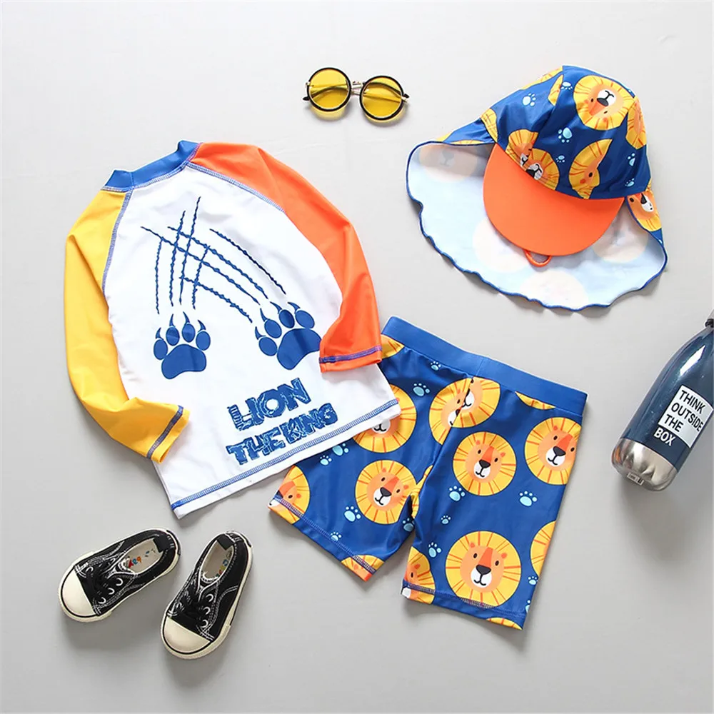 Детский купальник UPF50 купальники с УФ-защитой для мальчиков детский мультяшный