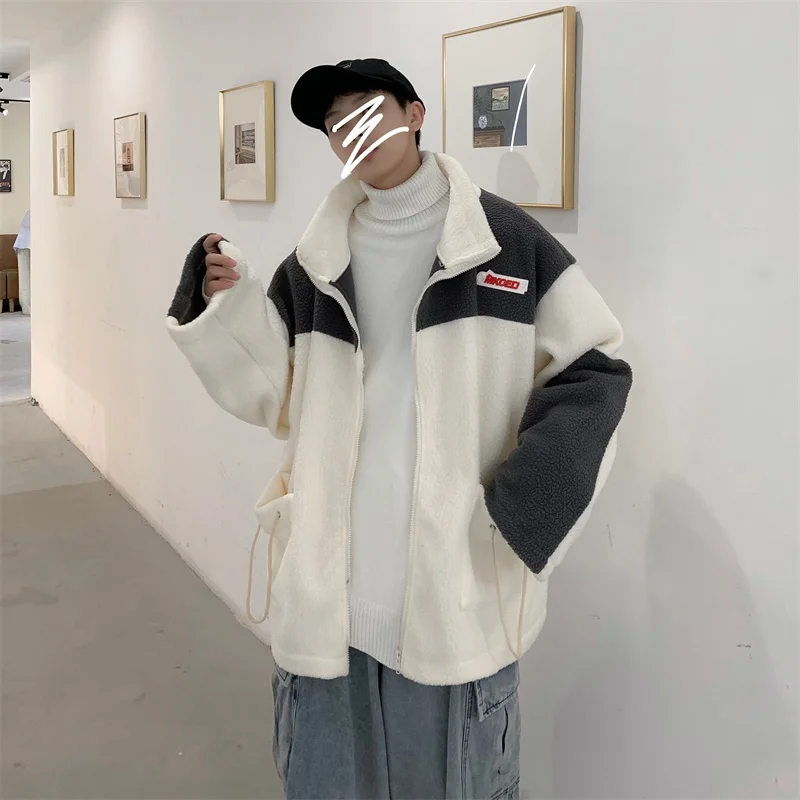 Мужская зимняя теплая верхняя одежда в стиле пэчворк со шнурком мужской