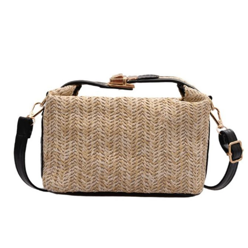 

H8WD Хобо женская Соломенная пляжная сумка, плетеные летние сумки, богемная Повседневная сумка для отпуска, сумка на плечо для девочек