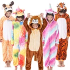 Зимний костюм для косплея аниме с животными, детский фланелевый мягкий фланелевый Ститч для девочек, оленя, тигра