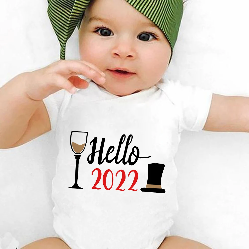 

Hello 2022 Baby Bodysuit Happy New Year Baby Clothes New Product Fashion Harajuku Summer High Quality Newborn Jumpsuit