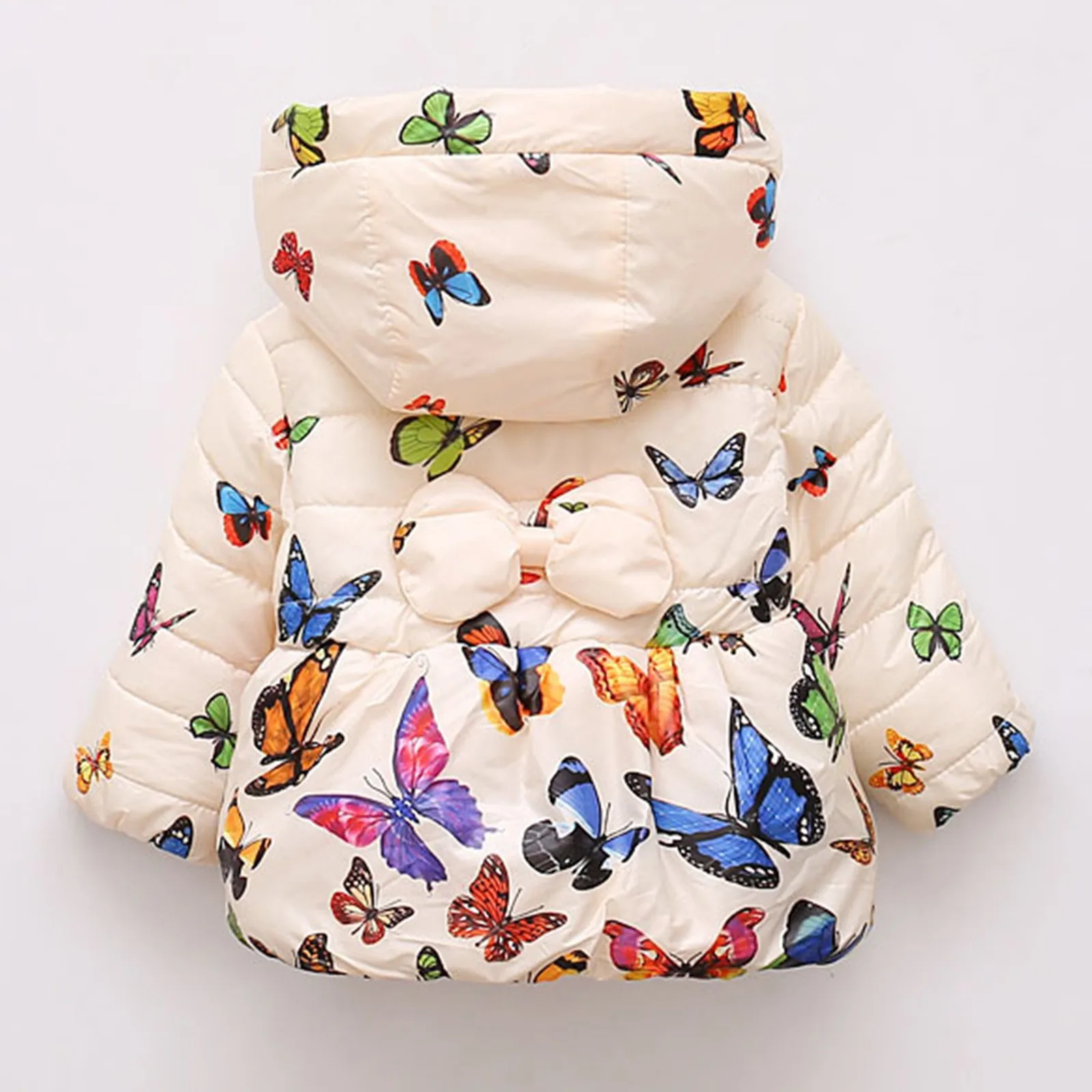 Зимние парки для маленьких девочек одежда пуховик с милым принтом бабочки