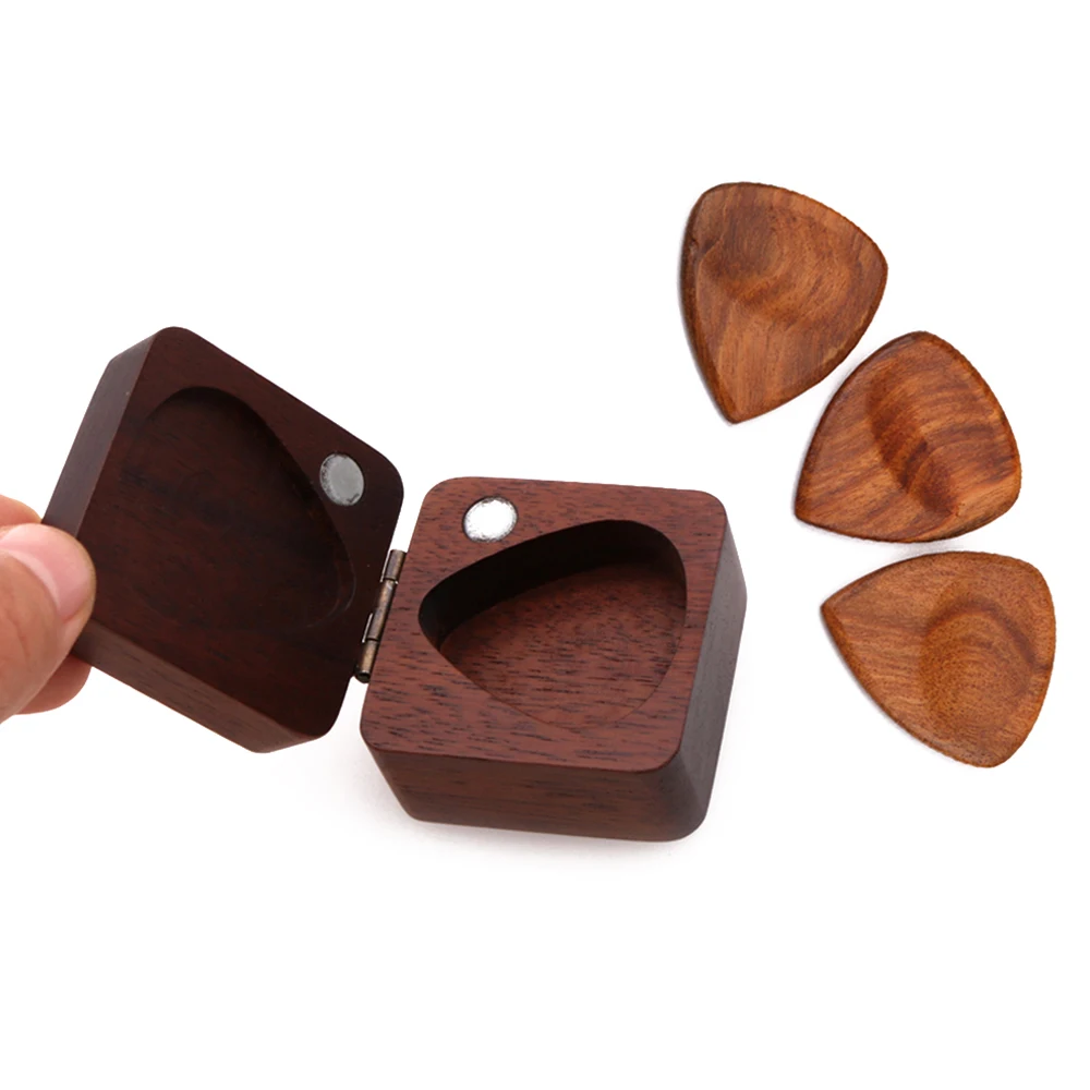 

3 Pcs Wooden Guitar Picks with Case Wood Picks for Acoustic Electric Guitars Bass Ukulele Musical Instrument Tool guitar parts