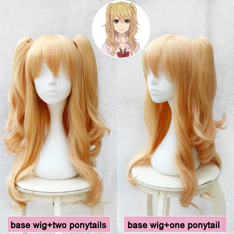 

Anime Citrusi Aihara Yuzu Cosplay Blonde Curly Ponytails Heat Resistant Synthetic Hair Halloween Carnival Party + Free Wig Cap