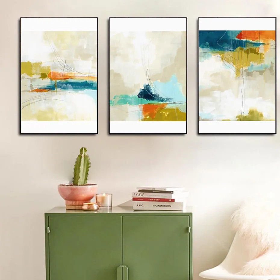 Абстрактная Картина на холсте с изображением неба много цветов облака плакат