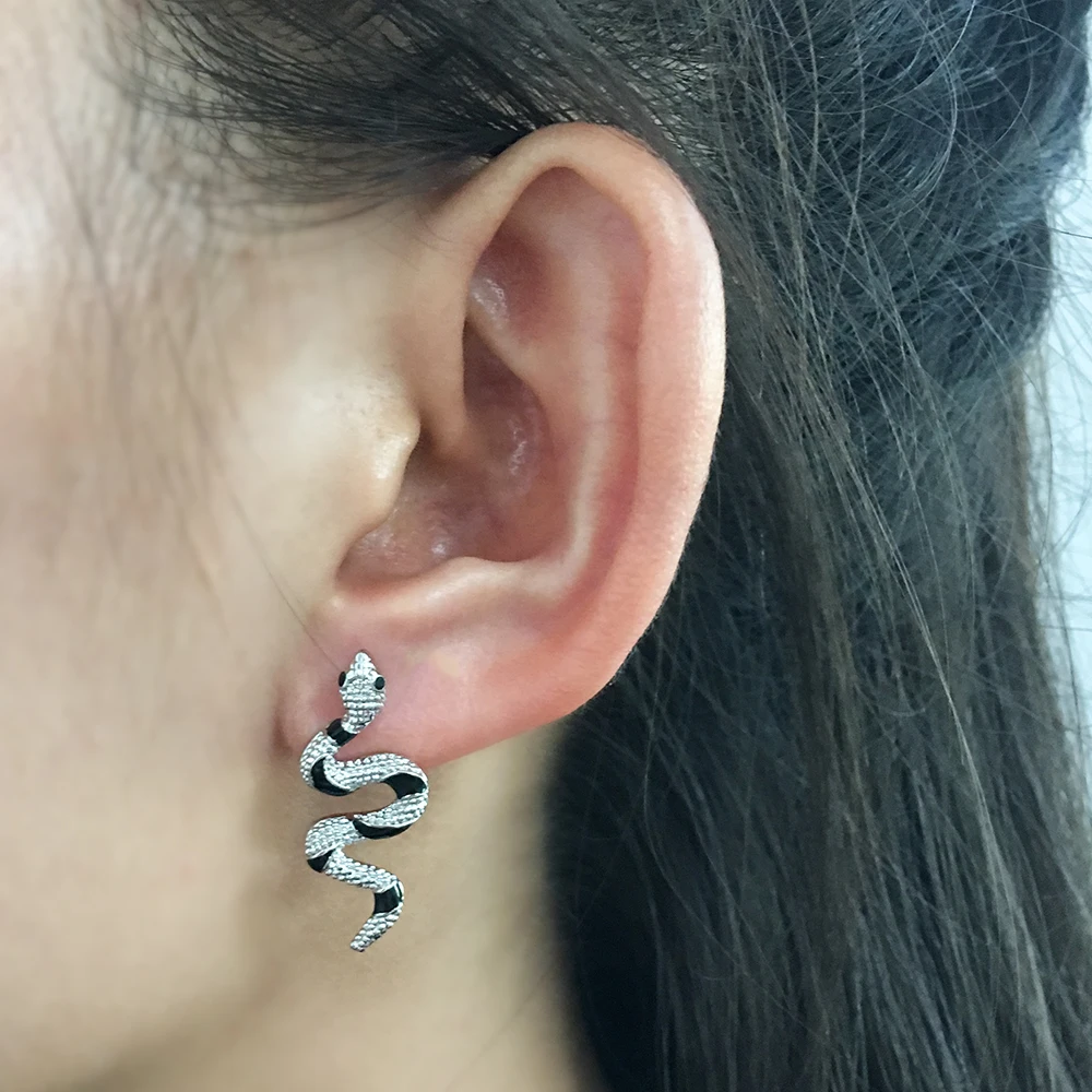 Bijoux преувеличенные кривые ползать Змея серьги для женщин золото и серебро цвета серьги-гвоздики модные очаровательные Панк ювелирные изделия леди красивый подарок