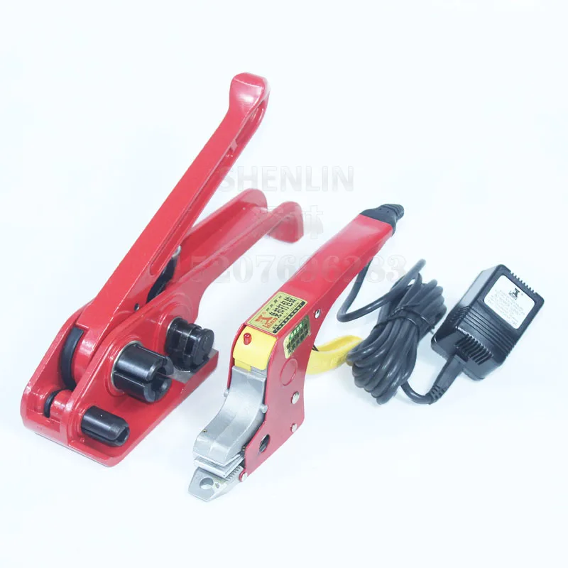 Hand held carton strapping machine, manual strapper,sealless strapping tool, tensioner and electric hot straps welding banding