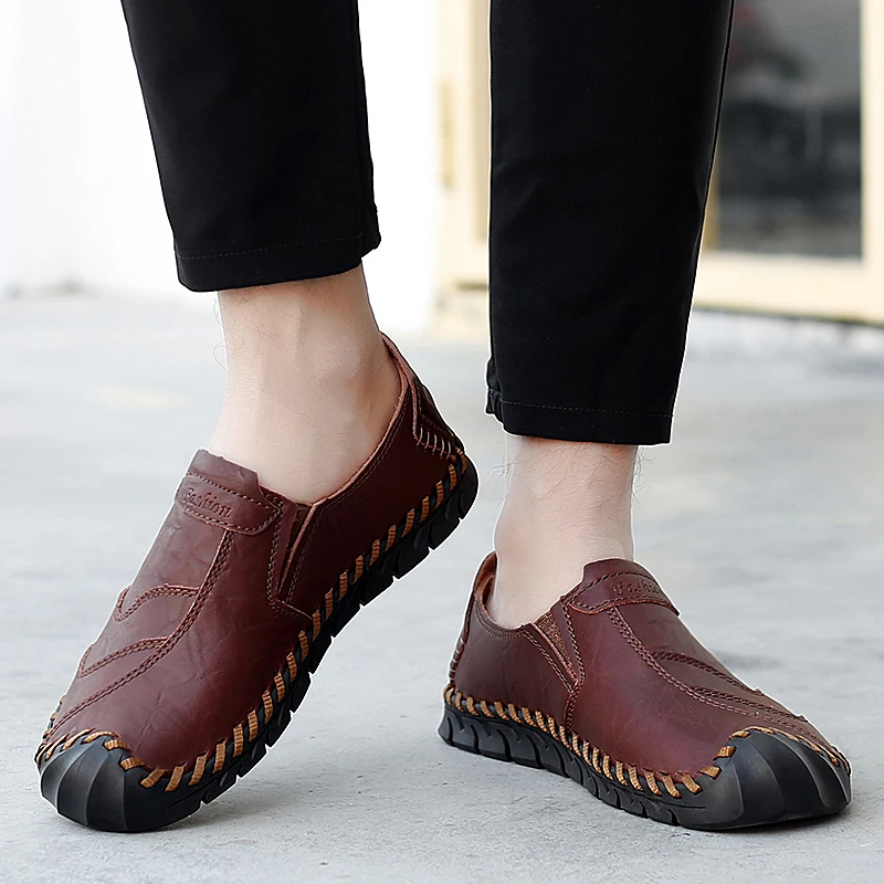 Spring Autumn Men Shoes Loafers Slip-ons Loafer Casual Leather Footwear Handmade Mens Slip on Male Comfortable Shoe Light | Обувь
