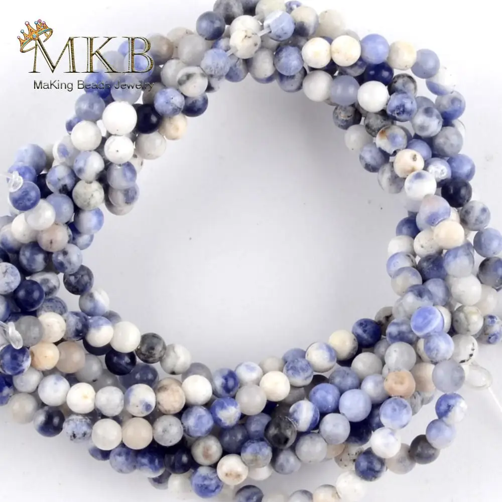 3 мм натуральный камень голубой содалит круглые бусины пространство свободные