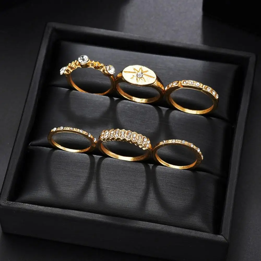 6 шт./компл. Золотое кольцо в форме звезды обручальное северная звезда значок