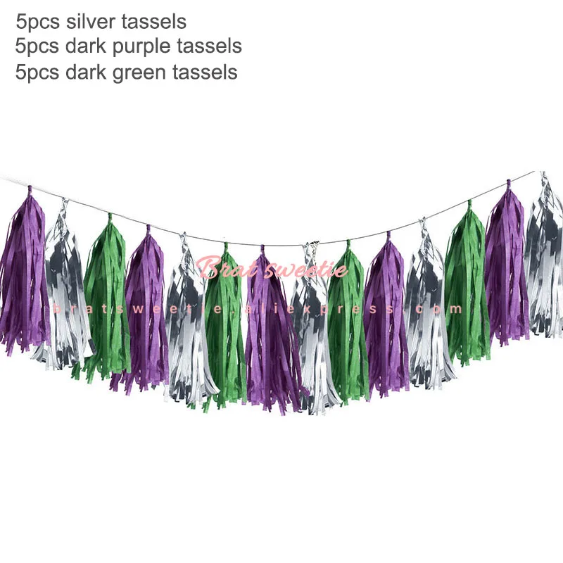 15pc MMD tassels Вечерние украшения в виде русалки, фольгированные шары с русалкой, бумажные тарелки, посуда, подарочные сумки для детей, девочек, с днем рождения, принадлежности для тематической вечеринки - Цвет: 15pc MMD tassels