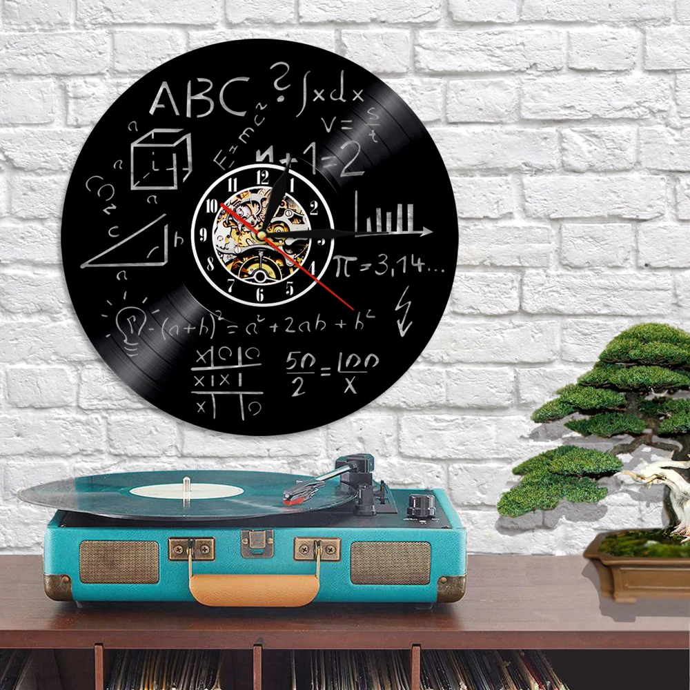 Математика наука виниловые настенные часы ручной работы художественное