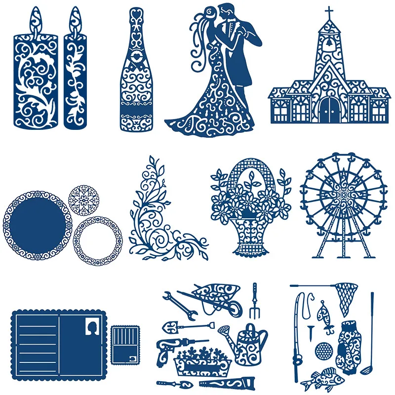 Свадебная открытка свеча металлические Вырубные штампы цветочная корзина