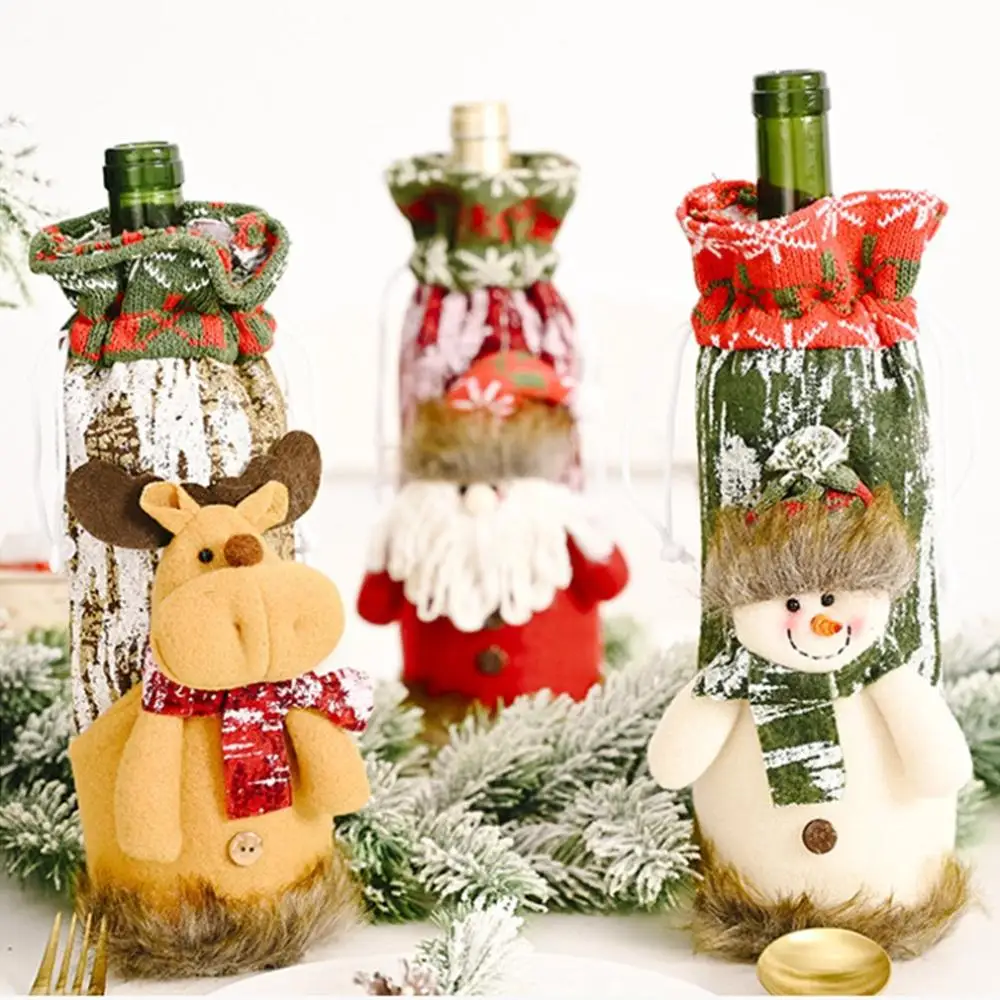 Рождественское красное вино держатель бутылки Обложка сумка эльф шампанское