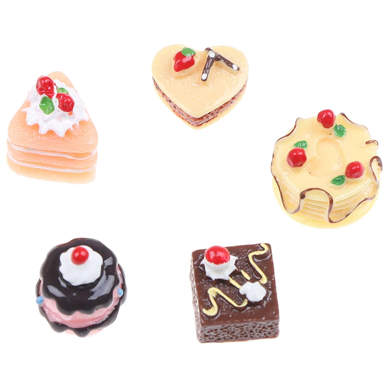 

5Pcs Simulation Cake Simulation Food Miniature Figurine Pretend play Kitchen Toy Doll House DIY Accessories gift Baby Gift