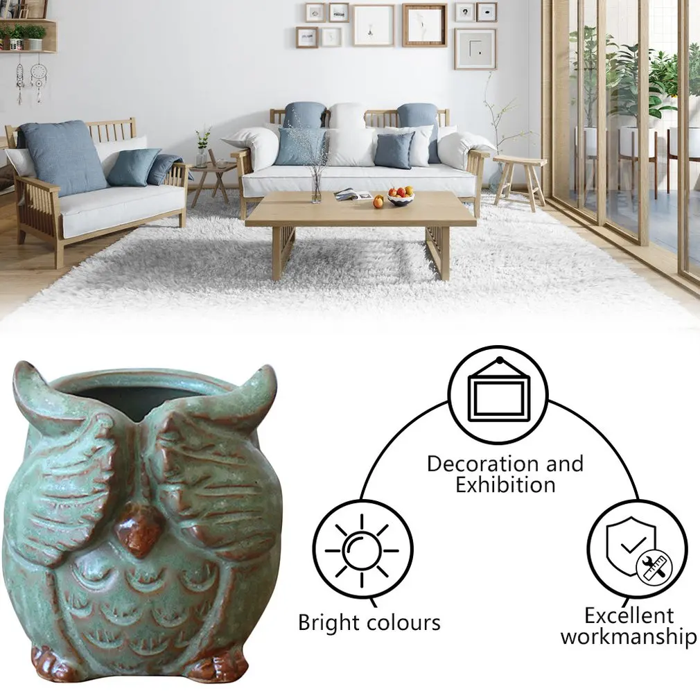 Мультяшный цветочный горшок в форме совы для суккулентов растения керамический