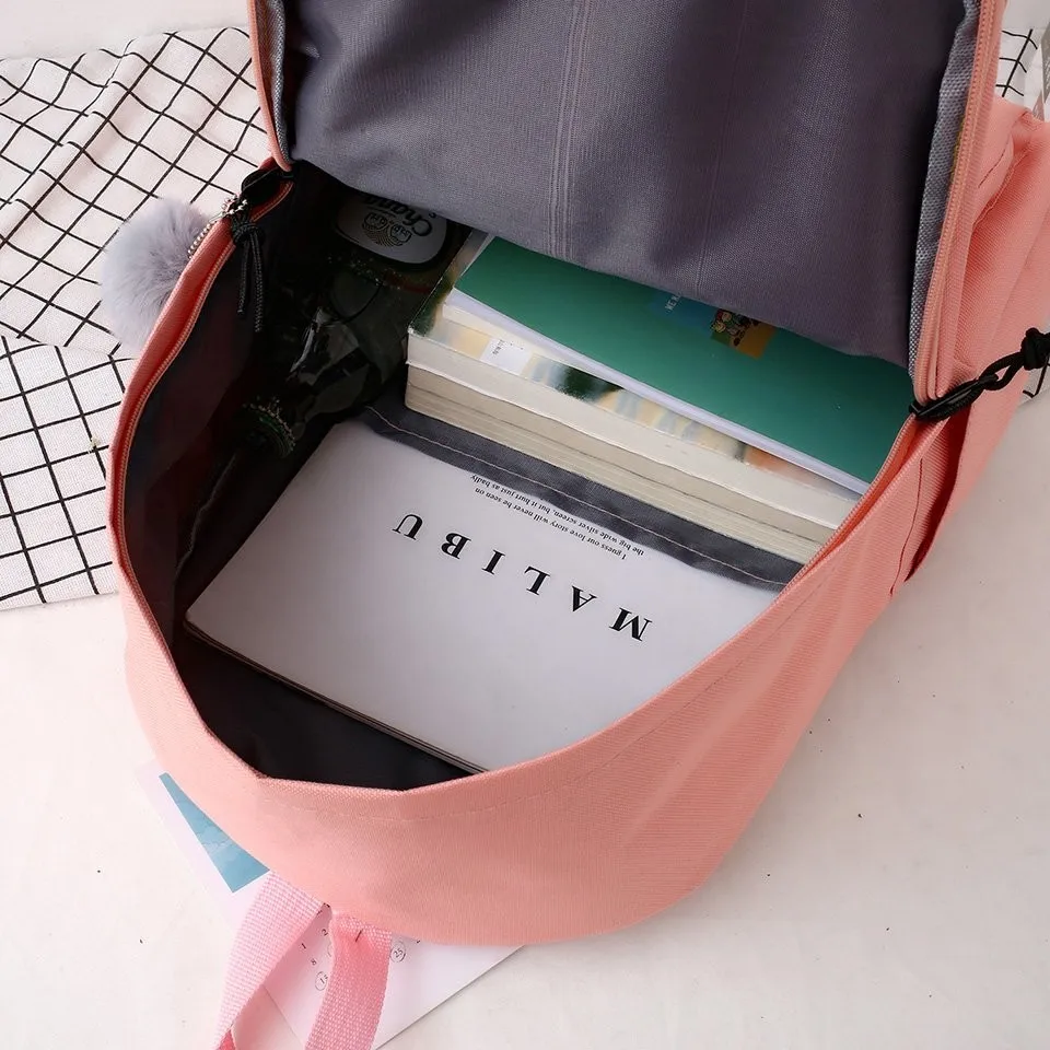 

4 Piece Sets Backpacks Casual School Bags For Teenage Girls Women Backpack Fashion Laptop School Backpacks Kawaii Shoulder Bags